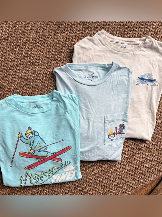 Vineyard Vines Other - Vineyard Vines Boys Light Blue & Cream Graphic Short Sleeve Tees